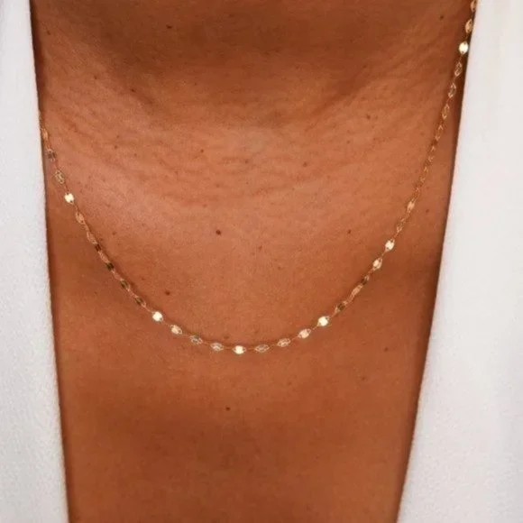 Dainty Gold Sparkle Chain Waterproof Sparkly Gold Necklace Layering Necklace - Picture 8 of 12